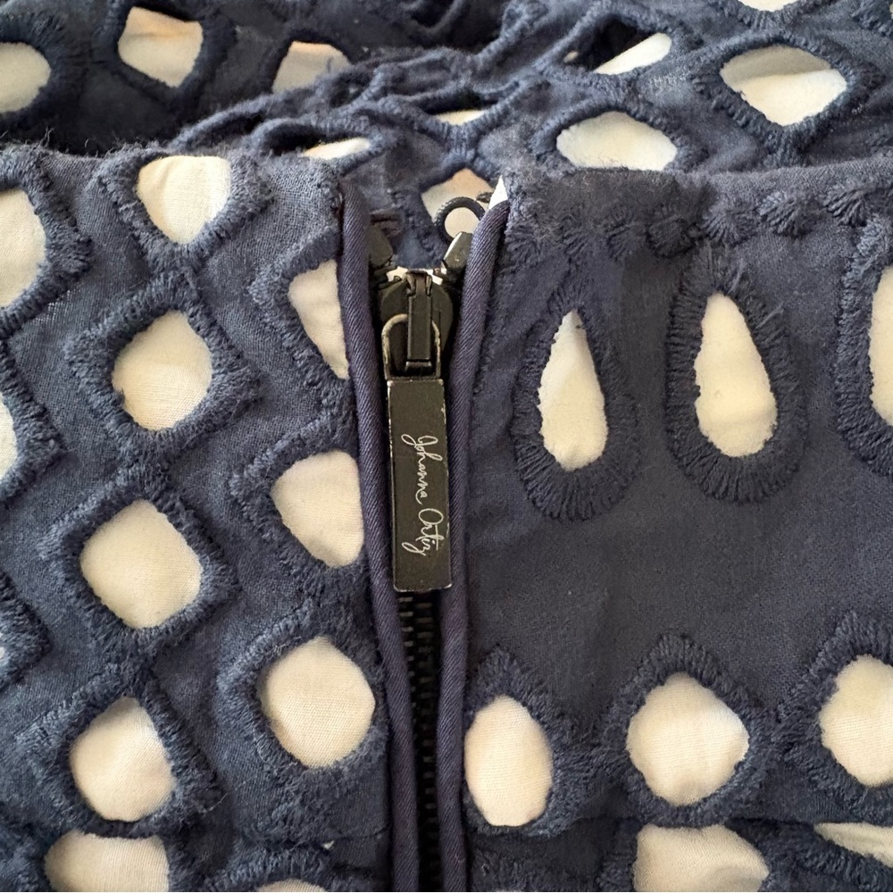 Johanna Ortiz M'o Exclusive Five Oceans Wide Leg Pants Size 6 Eyelet Navy Blue - Picture 8 of 8